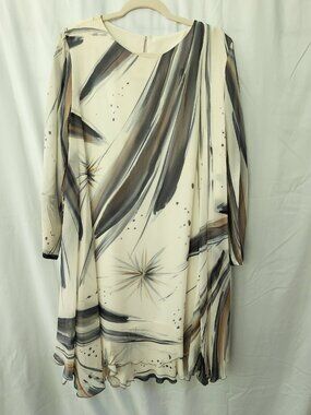 Yolanda Lorente 100% Silk Abstract Print Tunic Dress